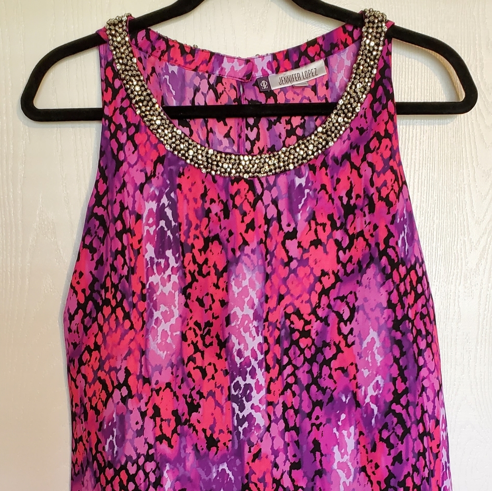 Jennifer Lopez (JLo) Colorful Embellished Tank Top